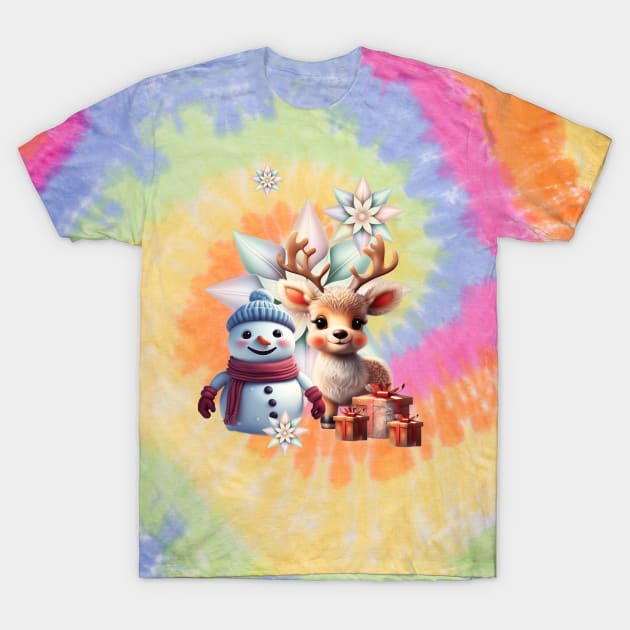 So sweet this little reindeer with the friend the snowman. T-Shirt by Nicky2342